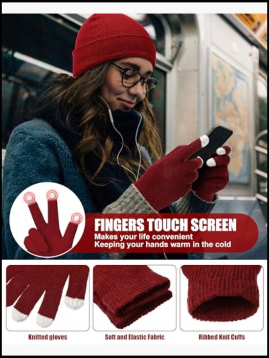 Bulk Winter Beanie Gloves Set 48 Pieces Knit Hats Touchscreen Gloves Unisex main image 6